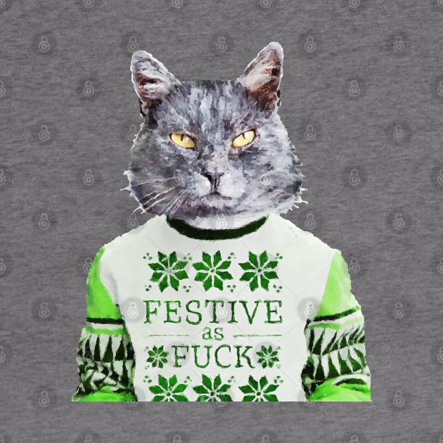 Cat in ugly sweater by DarkMaskedCats